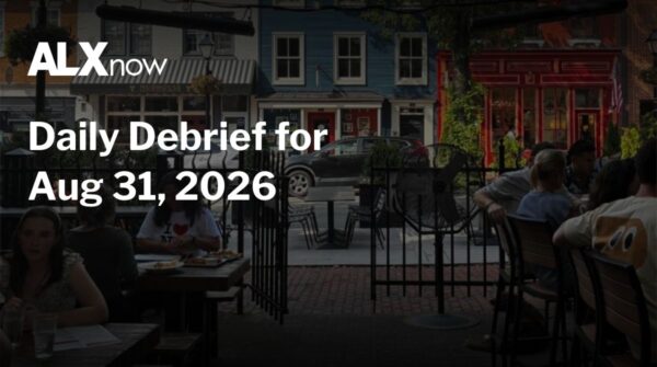ALXnow Daily Debrief for Aug 31, 2026 over a bustling outdoor city café scene.