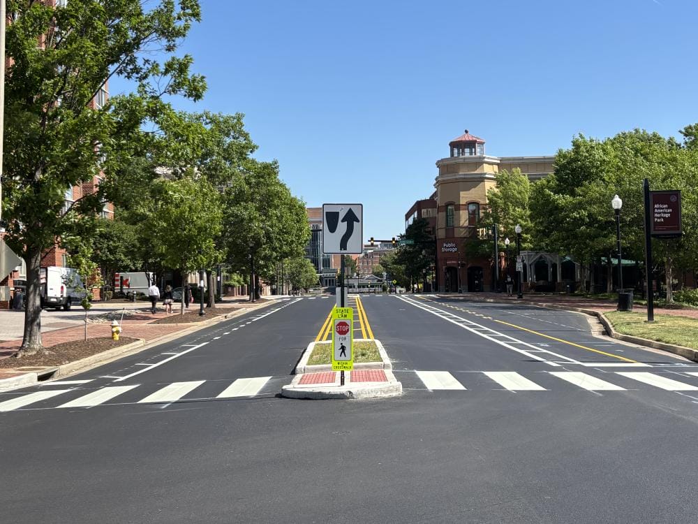 Holland Lane crosswalk with a median (via City of Alexandria) | ALXnow
