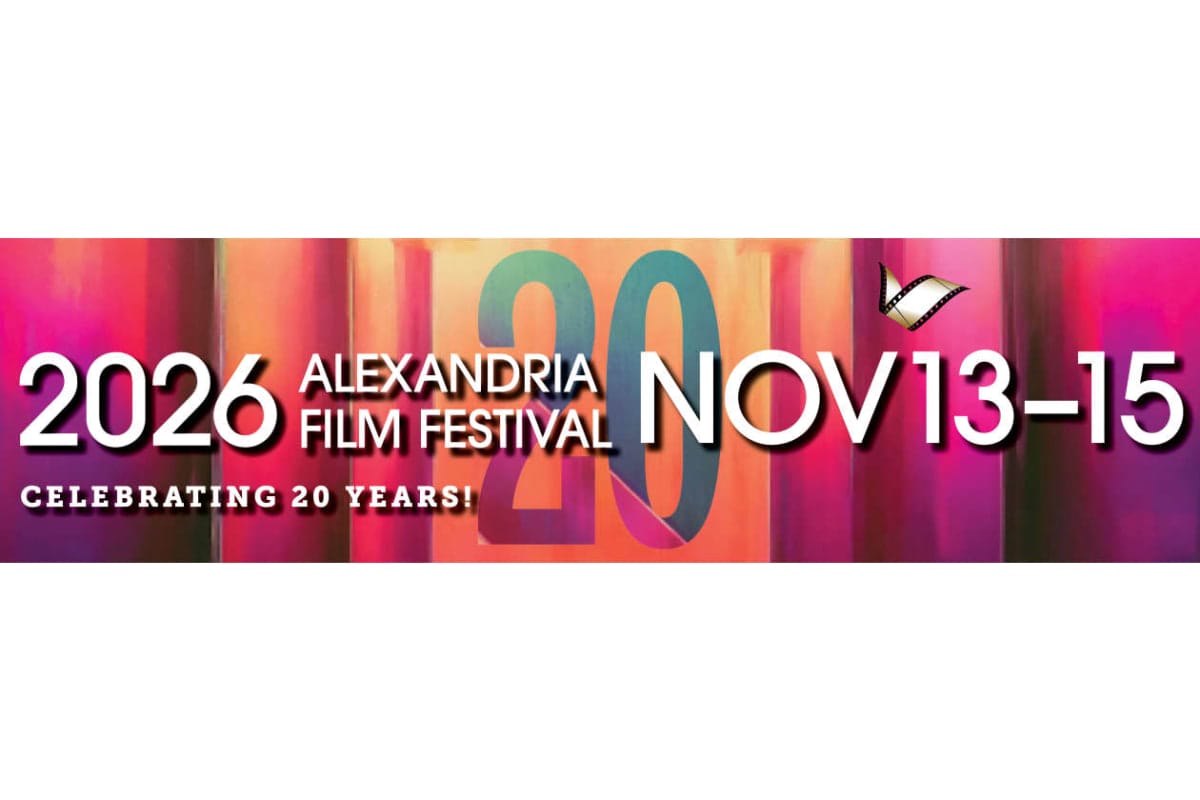 Banner for the 2026 Alexandria Film Festival with dates November 13–15 and 'Celebrating 20 Years'.